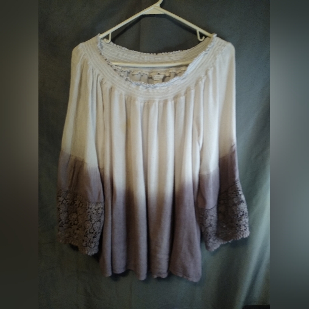 Women's Est 1946 Lace Bell Sleeves Bohomenian Tunic Blouse